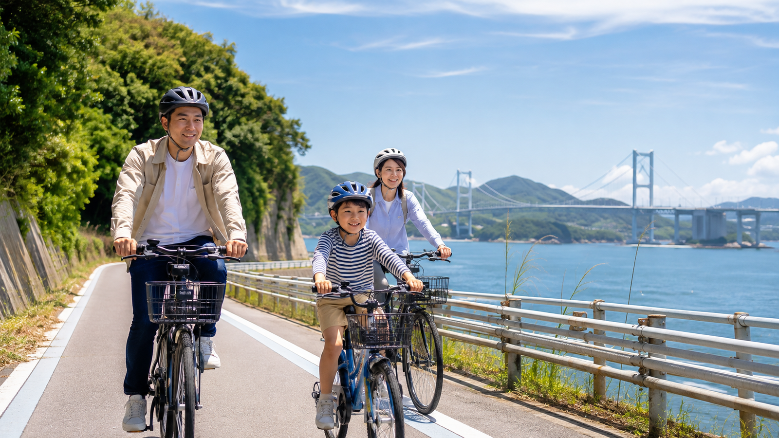 Cyclists enjoying a light and relaxed Shimanami Kaido ride