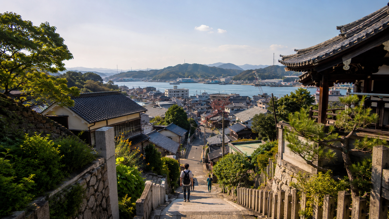 View of Onomichi from a hillside temple path