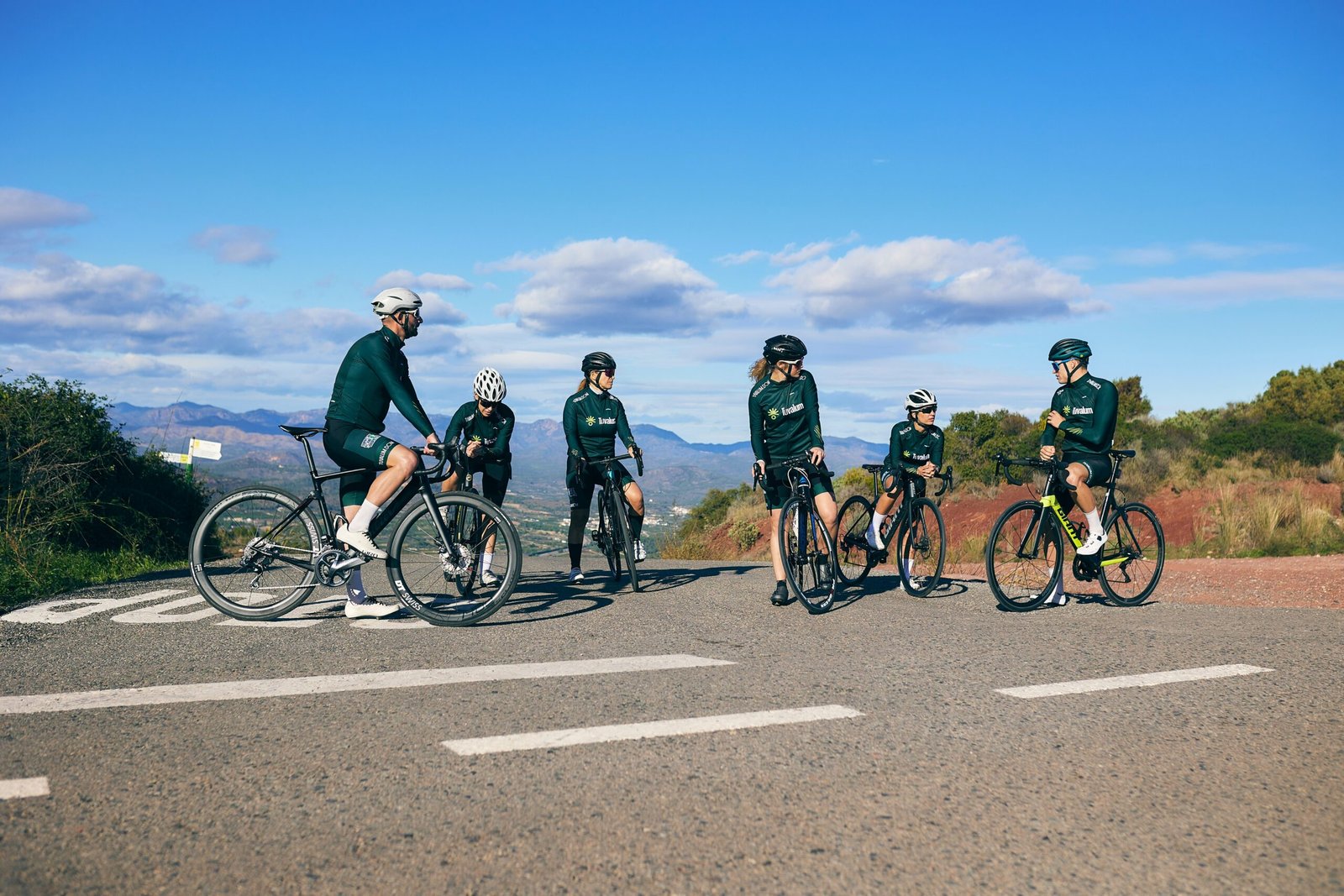 Cyclists riding together